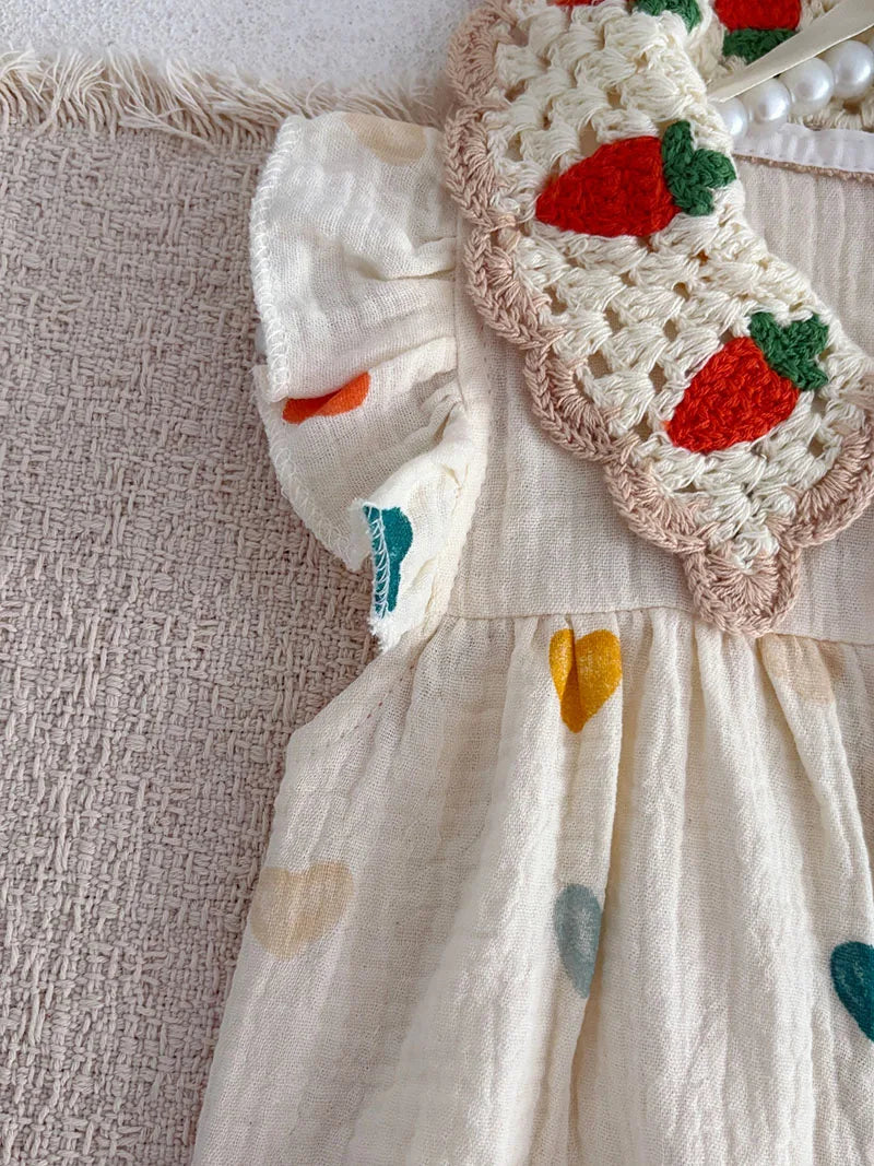 MILANCEL Sommer-Baby-Strampler 0-24M Süßer Liebes-Kleinkind-Overall Dünn Belüftete Babykleidung Karotten-Mädchen Einteiler