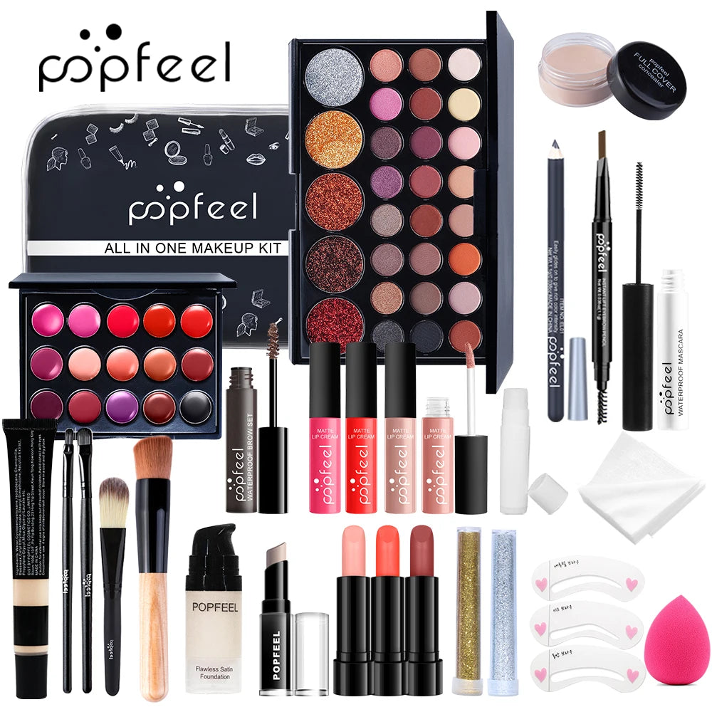 All-in-One Make-up-Set, komplettes Make-up-Kit, Geschenk für Frauen, Teenager-Mädchen, Nude Lidschatten, Grundierung, Primer, Pinsel, Nude Lipgloss Hauptbild