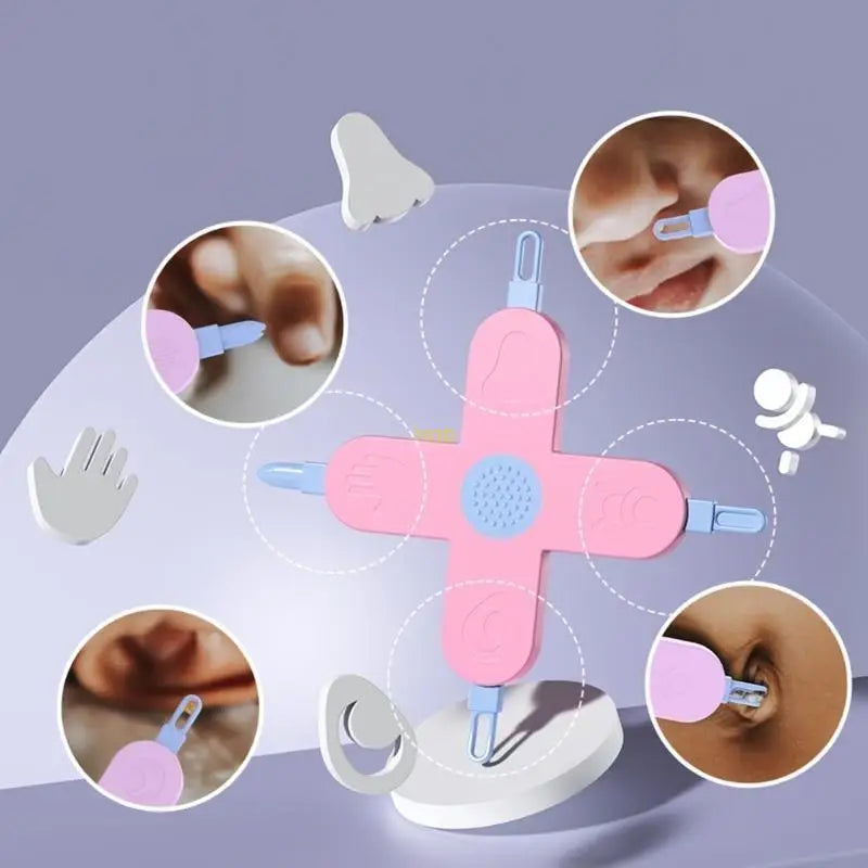 Infant Ohren- Nasen- Nabel-Reinigungswerkzeug Kinder Sicherheit Ohrenschmalzentferner Nabelreiniger Nasenhöhlenpflegezubehör 4-in-1 Baby Pflege Gadget