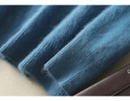 LHZSYY Men's 100% Mink Cashmere Large Size Sweaters Autumn Winter Solid V-neck Casual Knit Pullovers Men Long Sleeve Warm Jumper