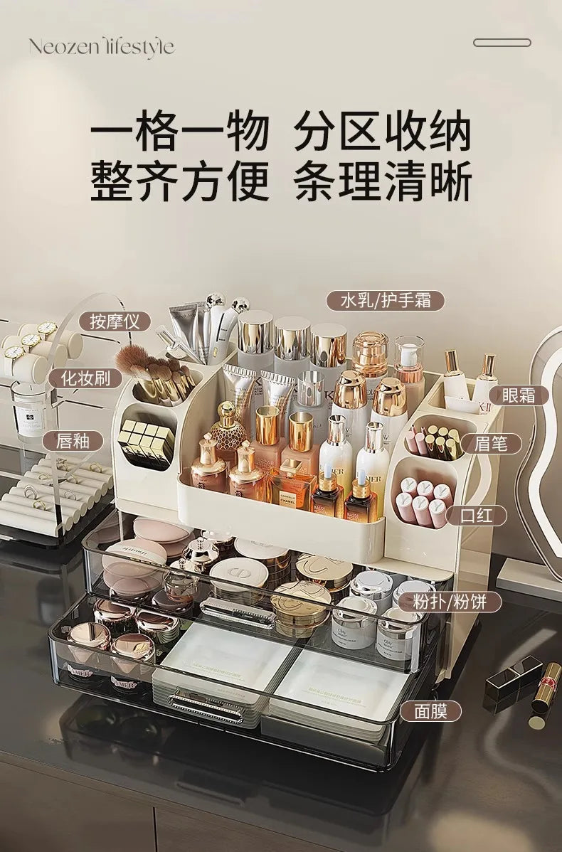 Desktop cosmetics storage box, makeup box, high-end dressing table, skincare product sorting box, dressing table storage rack