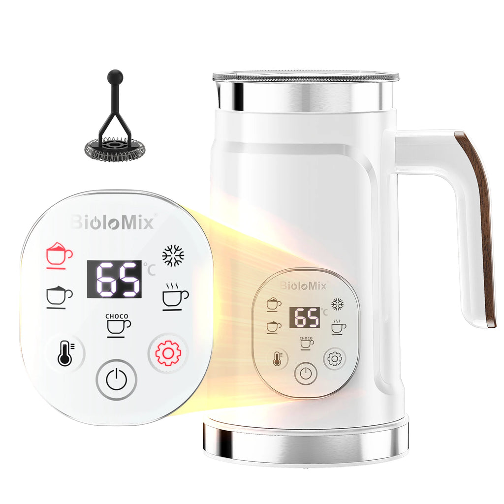 BioloMix 5-in-1 smarter Milchaufschäumer mit LED-Touch-Display, stilvoller Schaum für Kaffee & Lattes, Heiß- und Kaltschaumbereiter