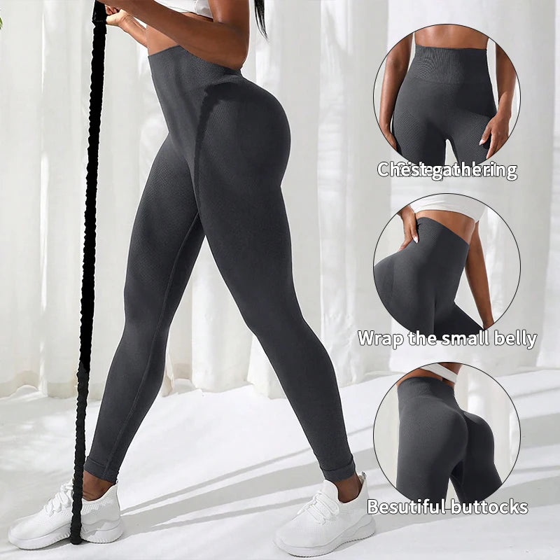 Damen Hosen Gym Yoga Nahtlos Sportkleidung Dehnbar Hohe Taille Athletik Training Fitness Leggings