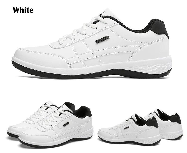 YRZL Herrenschuhe Frühling Herbst Wasserdichte Wandersneaker Freizeit Herren Ledersportschuhe Rutschfeste Tennisschuhe für Herren
