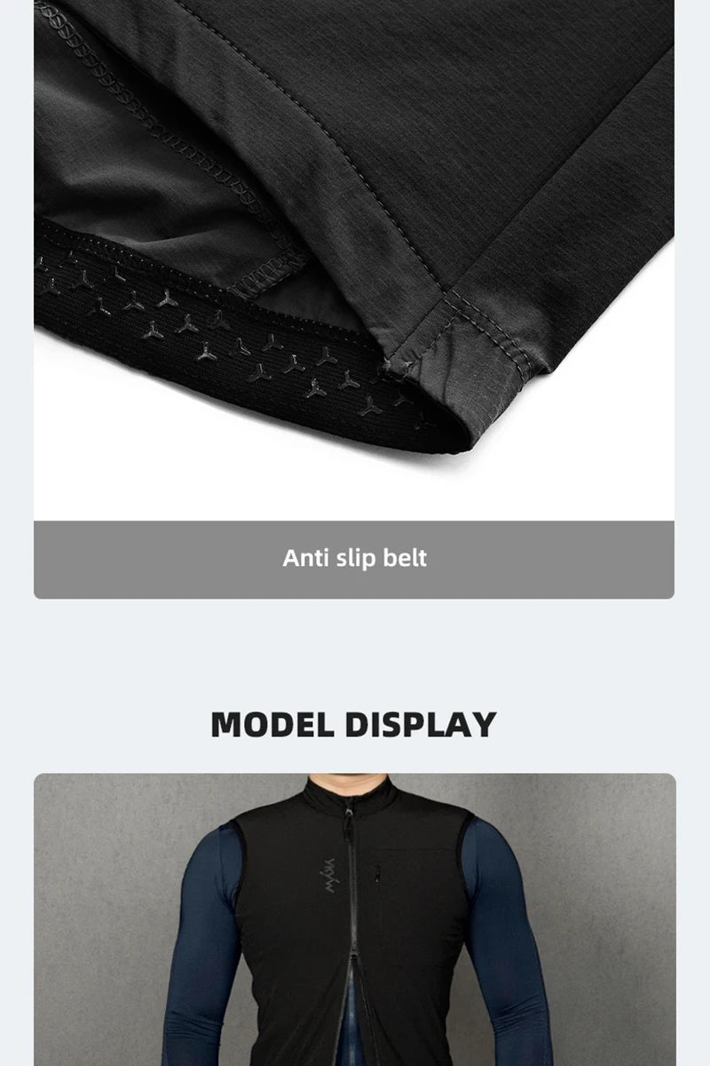 YKYWBIKE Herren Radsport Gelit Thermo-Fleece Fahrrad Windjacke Ärmellose Weste Winddicht Wasserdicht Radfahren