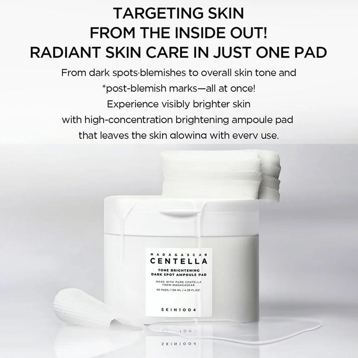 SKIN1004 MADAGASCAR CENTELLA PAD,Essenzgetränkte Pad-Textur,Für einen strahlenden Teint,Feuchtigkeitsspeicherung,Koreanische Hautpflege,Koreanisches Make-up