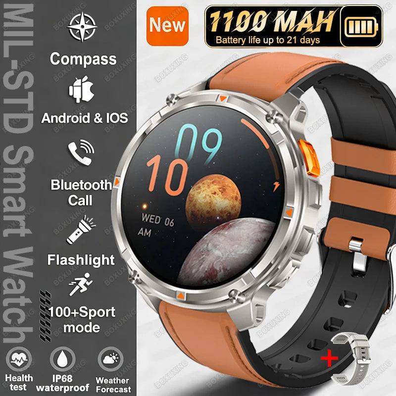 2026 Neue T-Rex 3 Ultra 1100mAh Smartwatch 5ATM Wasserdicht Outdoor Sport GPS Track Herzfrequenz Kompass Bluetooth Anruf Smartwatch
