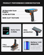 5,5 Zoll tragbares Handheld Android 13 PDAs RFID-Lesegerät Scanner Robustes Handheld Barcode-Lesegerät mit 8000mAh 64GB Octa Core WiFi NFC