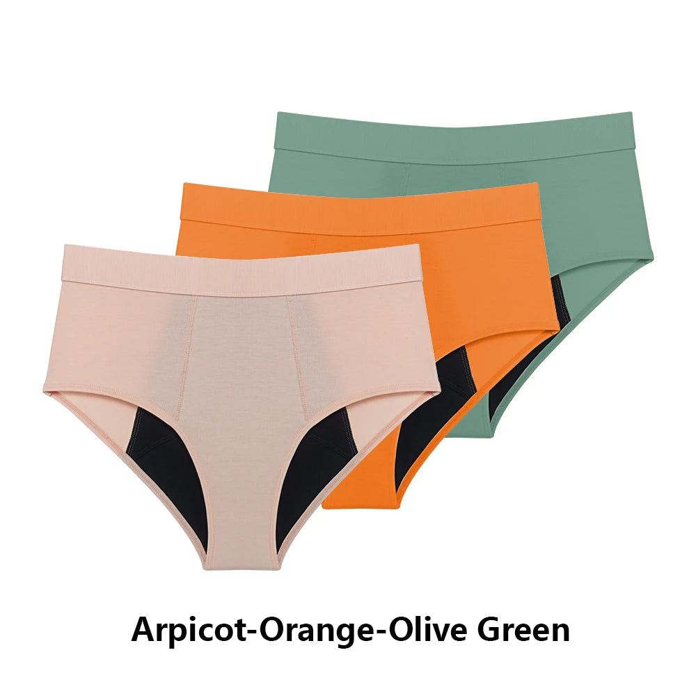 3 Stk./Set Menstruationshöschen Damen sehr starke Blutung Menstruationsunterwäsche High Waist Auslaufsicher Period Panties für Mädchen Set