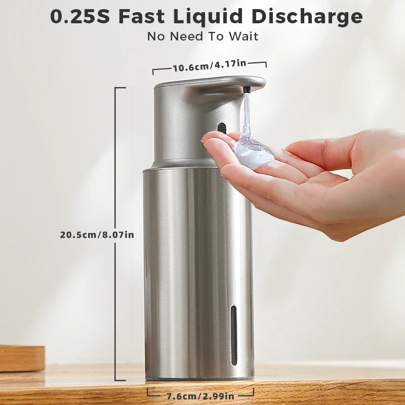 480ml Küchen-Seifenspender Automatischer Sensor Händedesinfektionsmittel Maschine Intelligenter elektrischer Körperwasch-Seifenspender aus 304 Edelstahl