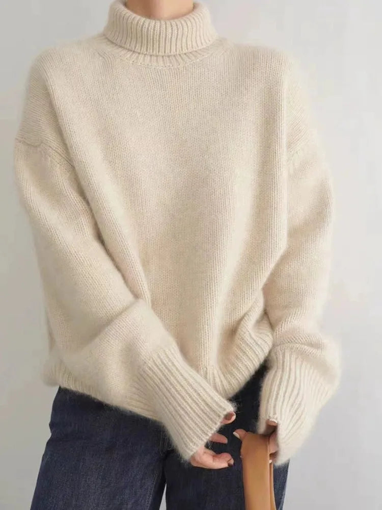 2023 Herbst und Winter Rollkragenpullover 100% reiner Kaschmir Damen Loose Sweater verdickter Wollpullover Überwurf faules Unterteil Zweitbild