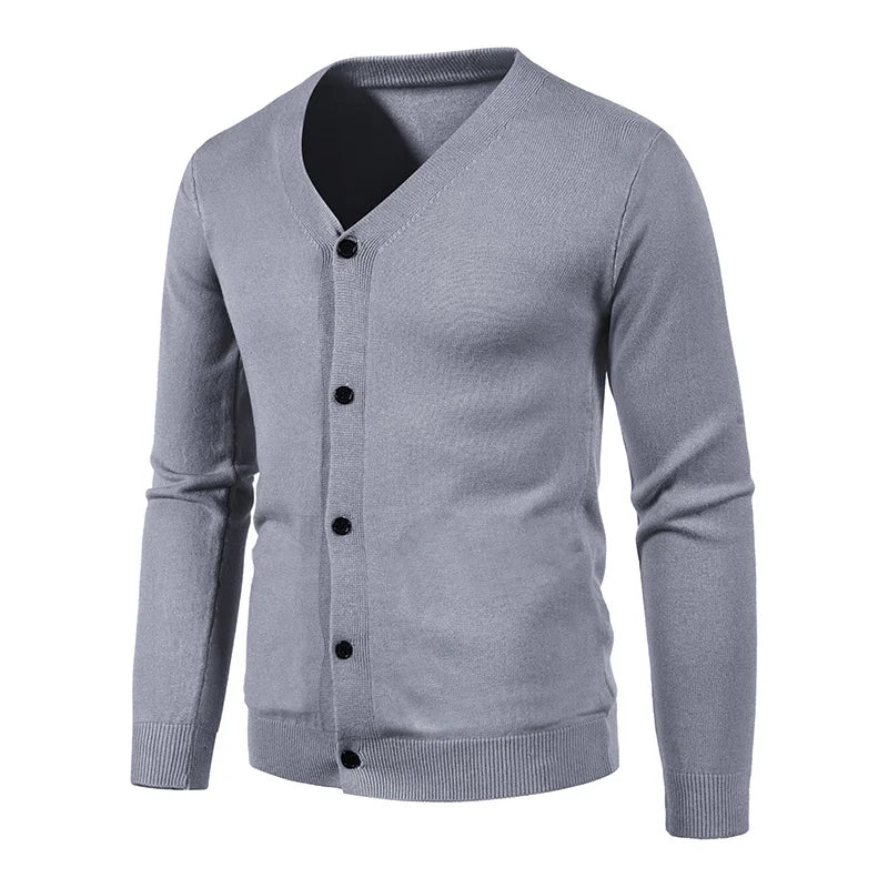 2024 M-5XL Herbst Herren Strickjacke Dünner V-Ausschnitt Basic Elastisch Slim Fit Dünner Pullover Einfarbig Freizeit Vielseitige Jacke