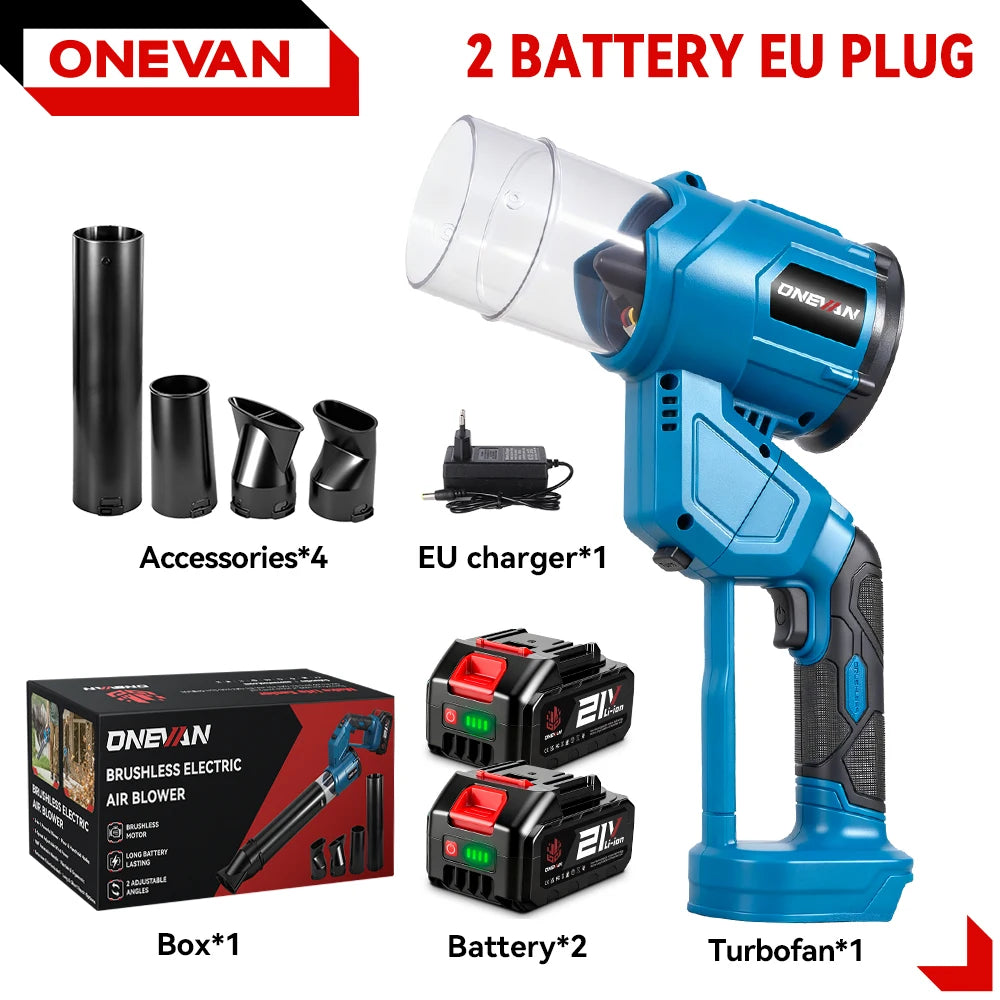 ONEVAN 2IN1 Bürstenloser Elektroturbo-Gebläse 38000 U/min Akku-Handstaubsauger Laubbläser Elektrowerkzeug für Makita 18V Akku