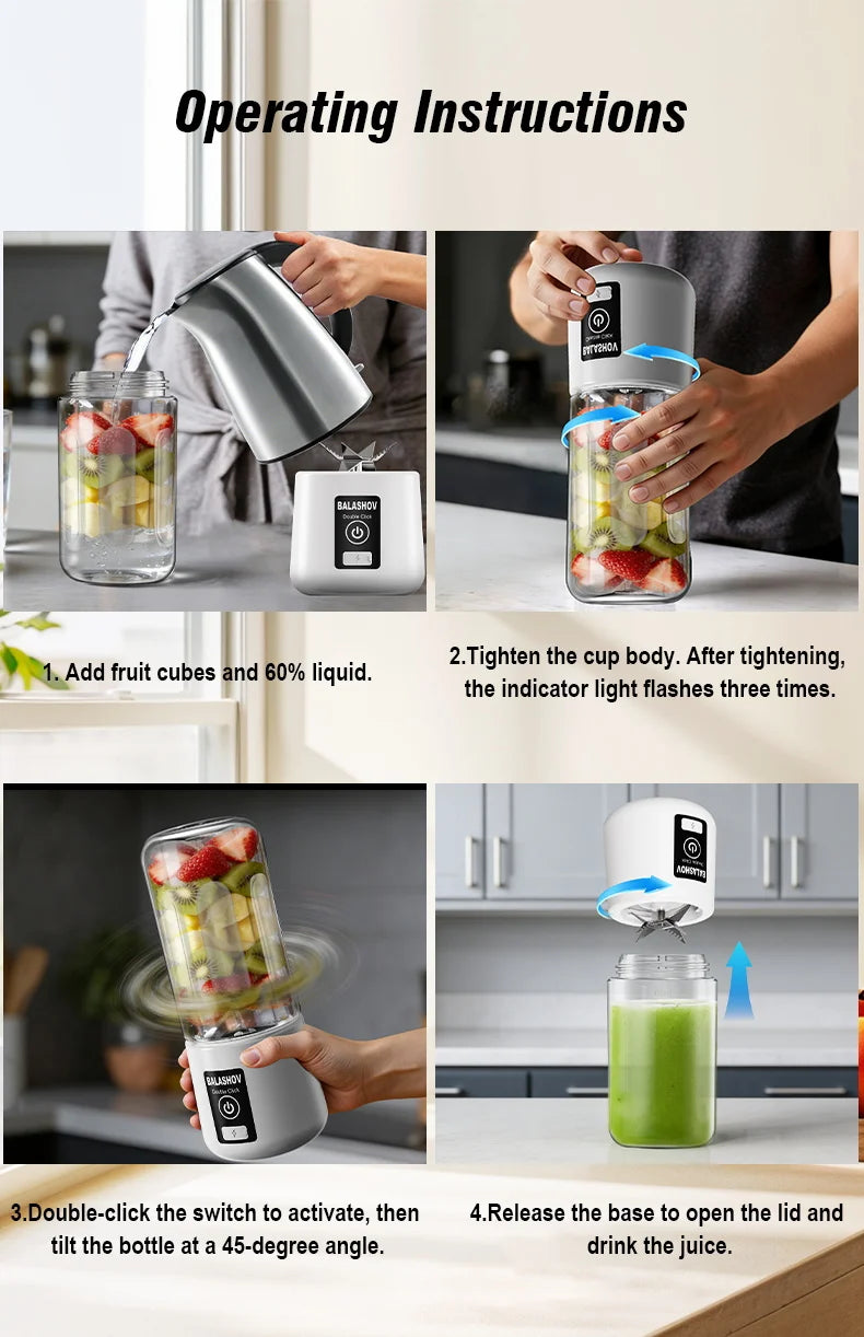Tragbarer Entsafter Mixer 450ml USB Wiederaufladbarer Zitronen-Orangen-Frucht-Entsafter Becher Elektrische Saftmaschine Reiseentsafter