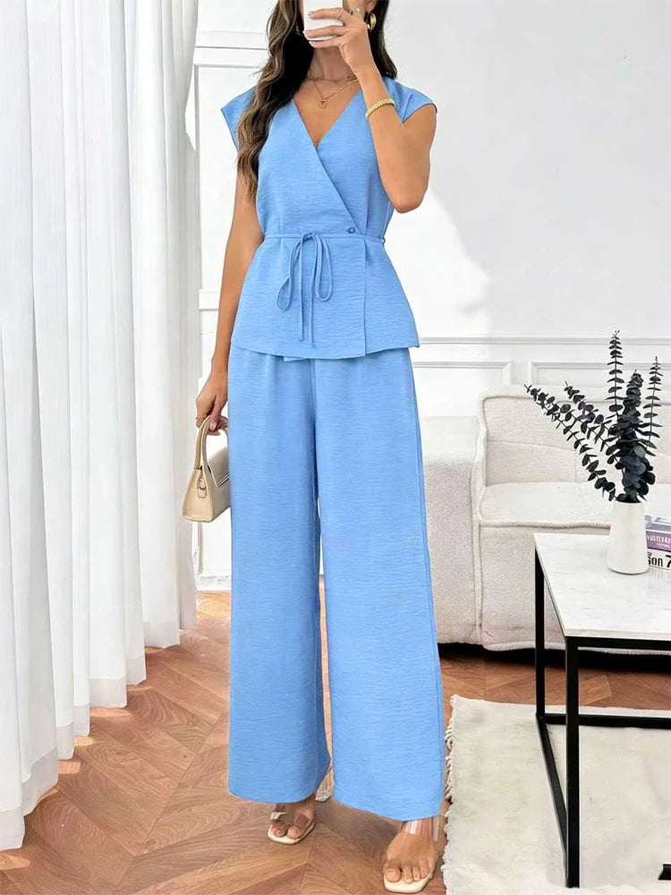 Damen Anzug mit Revers, langen Ärmeln, chic, einreihig, weites Bein, lange Hose, Sets 2026, lässiges, lockeres Outfit für den Alltag
