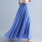 Neue 2020 Damen Leinen Baumwolle Lange Röcke Elastische Taille Plissierte Maxi Röcke Strand Boho Vintage Sommer Röcke Faldas Saia
