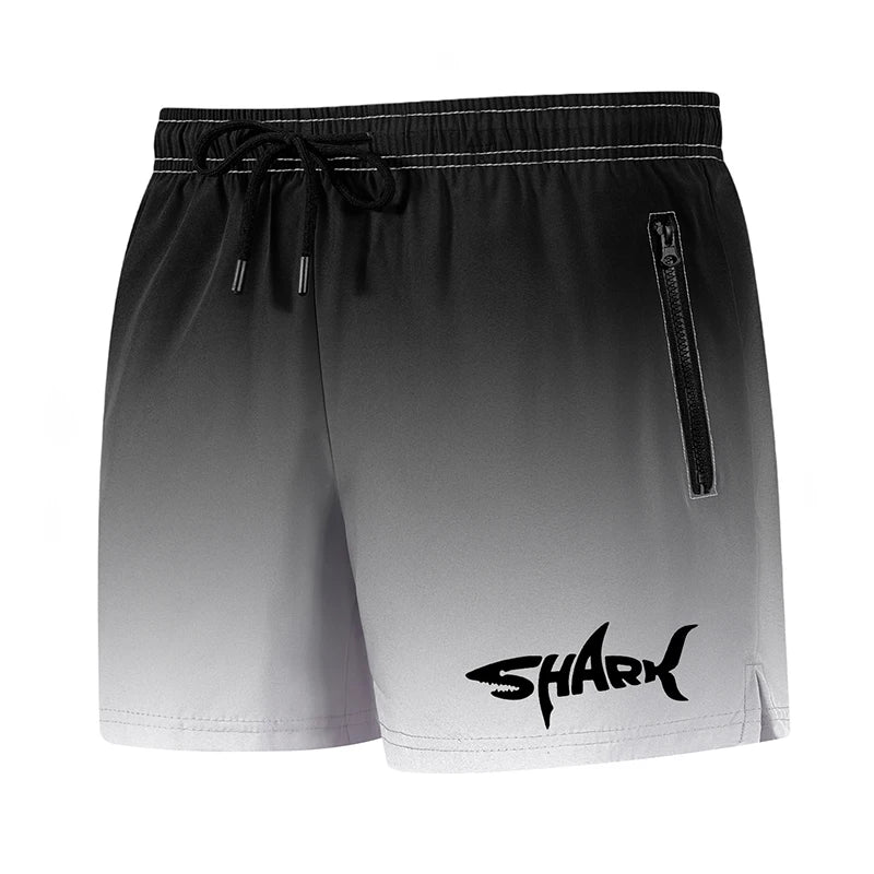 Hai-Grafik Herren Badeshorts Sommer Lässige Strandshorts mit Netzfutter Reißverschlusstaschen Schnell trocknende Badehose