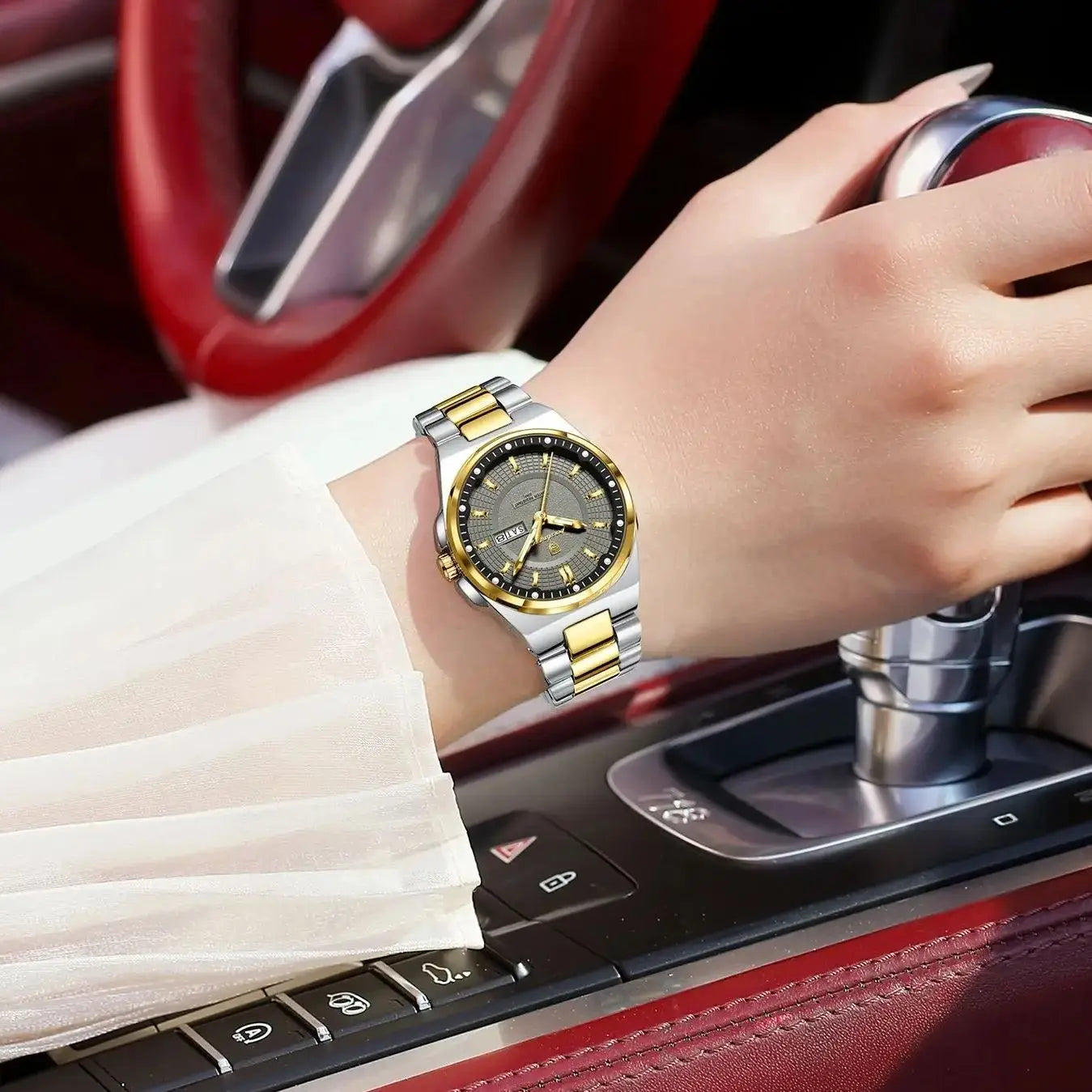 POEDAGAR Fashion Damen-Armbanduhr, Top Elegant, Woche, Datum, Damen-Uhr, Quarz, Edelstahl, Leuchtend, Wasserdicht, Damenuhren, Reloj