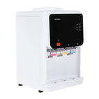 Moderner weißer elektrischer Wasserspender, 31*30*48cm, wassergekühlter Spender, 500W Desktop-Warm- und Kaltwasserspender
