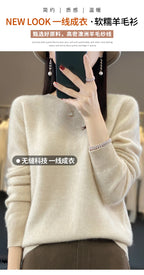 100 % Merinowolle Pullover Damen O-Ausschnitt Kaschmir Strickwaren Female Pullover Herbst Winter Freizeit Oberteile Einfarbig Weiche Kleidung