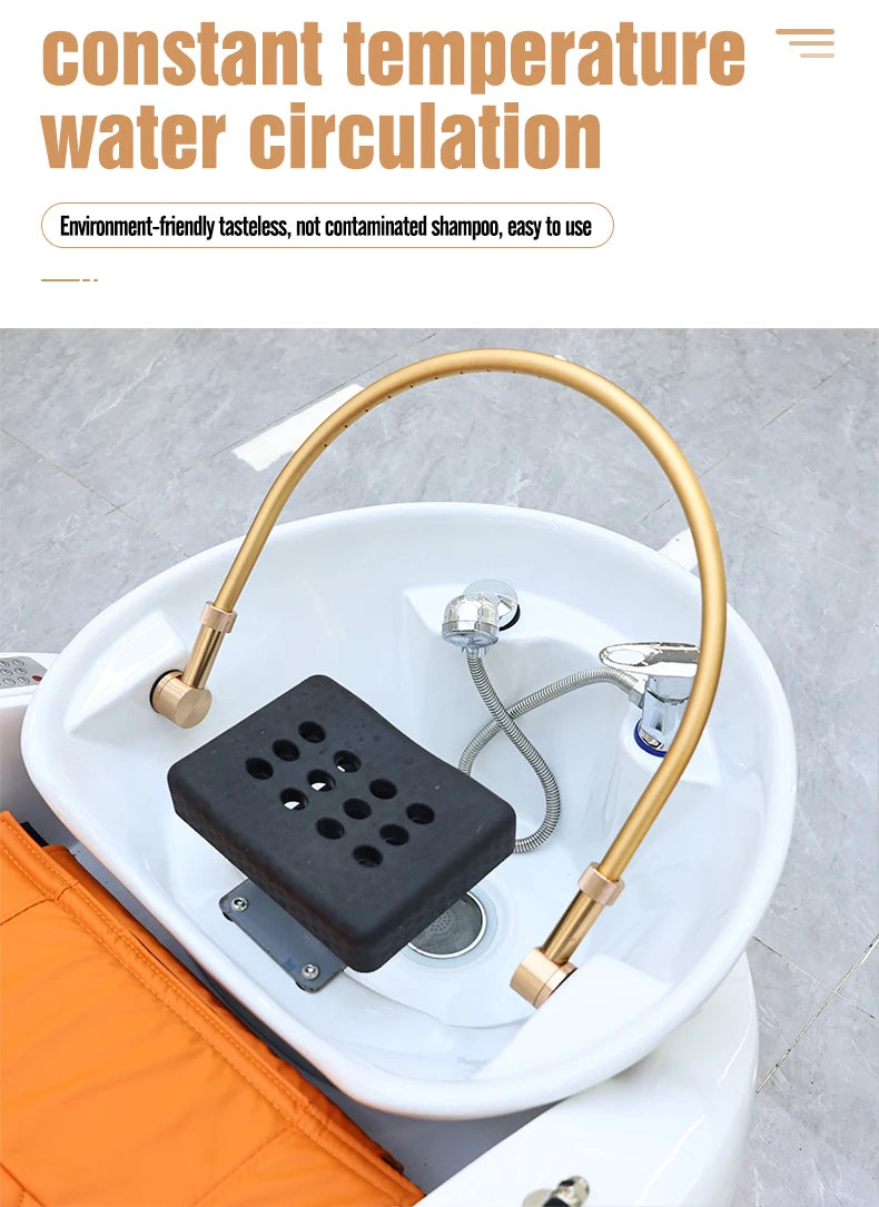 Electric adjustable hair spa chair head washing station shampoo massage bed for salon shop