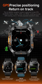 2025Neue GPS Smartwatch für Xiaomi IOS Militärkompass Taschenlampe Smartwatch Herren 10ATM Wasserdicht 100+Sportmodi BT Anruf Uhr
