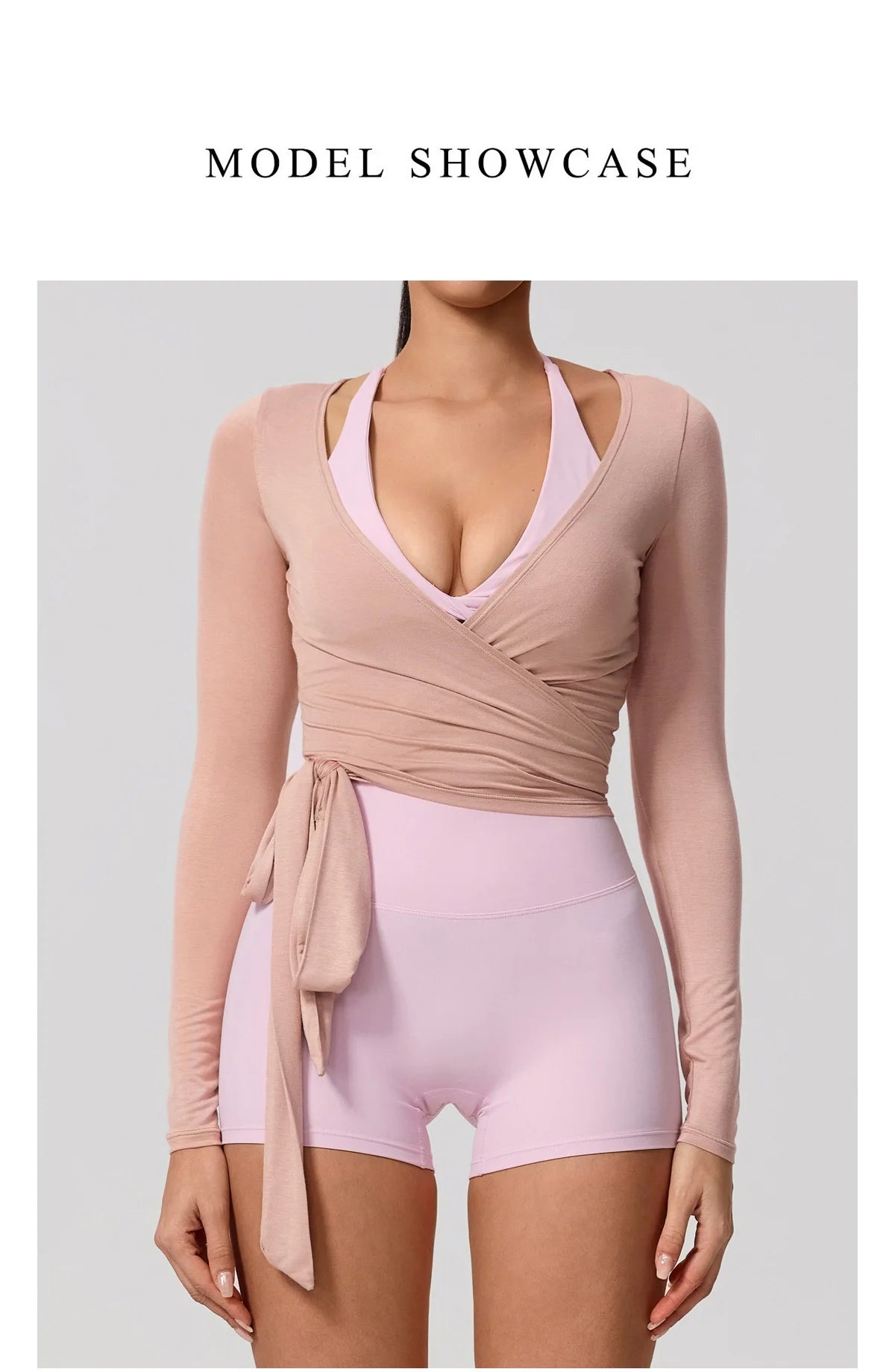 Neue Sommer Damen Yoga Langarm Einteiler Träger Yoga Kleidung Weibliches Training Premium Ballett WickeloberteileFrauen Fitness Sport Top