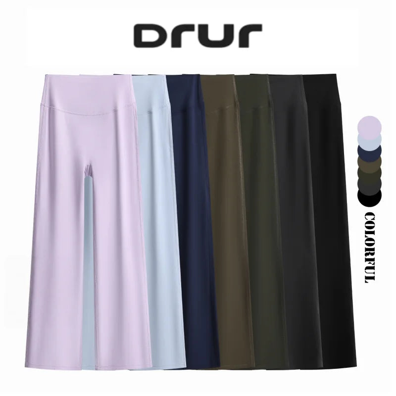 DRUR Women's High Waisted Capri 3/4 Length Yoga Leggings With Tummy Control Flare Pants for Gym Running Dance Clothes Summer New Main image