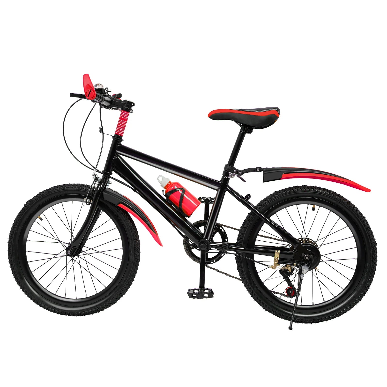20 Zoll Mountainbike 7 Gänge, Verstellbarer Sattel Kinderfahrrad mit Schutzblechen und Flaschenhalter für Jungen und Mädchen 8-13 Jahre