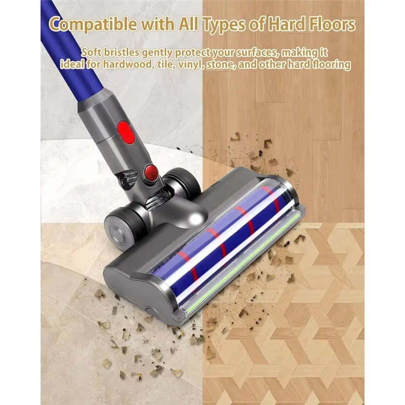 Bürstenkopf für Dyson V7 V8 V10 V11 V15 LED-Stauberkennung Bodenkopf Ersatz Staubsaugeraufsatz für Hartböden