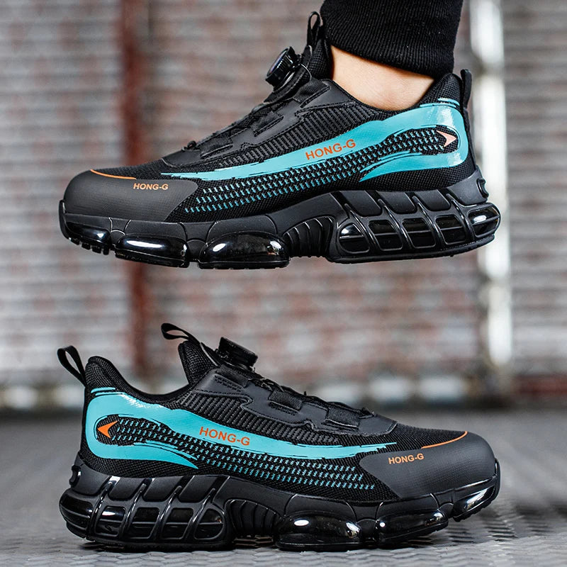 Herren Arbeitsschuhe Drehverschluss-Arbeitssneaker Schutzschuhe Industrie-Sicherheitsschuhe Durchtrittsicher Anti-Smash Stahlkappen-Schuhe