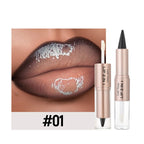 Schwarzer brauner, spitz zulaufender Lipliner-Konturenstift, doppelseitiger Spiegel, aufpolsternder Lippenglanz, kristallklarer Lipgloss, sexy roter Lippen-Tint-Make-up