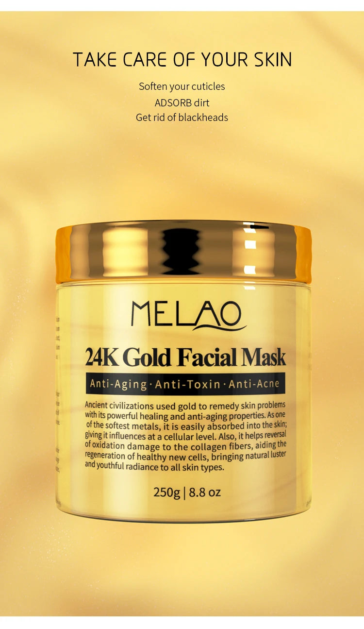 MELAO 24K Gold Gesichtsmaske Beauty Facemask Hautentfernende Frankreich Goldene Kollagen Gesichts-Feuchtigkeitsmasken