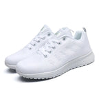 Damen Freizeitschuhe Mode Atmungsaktive Walking Mesh Flache Schuhe Sneakers Weiß Damen Fußbekleidung