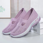 Damen Neue Sommerschuhe Mesh Atmungsaktive Sneaker Leichte Slip-on Plateau Freizeitschuhe Damen Rutschfeste Gehschuhe Gewebte Schuhe