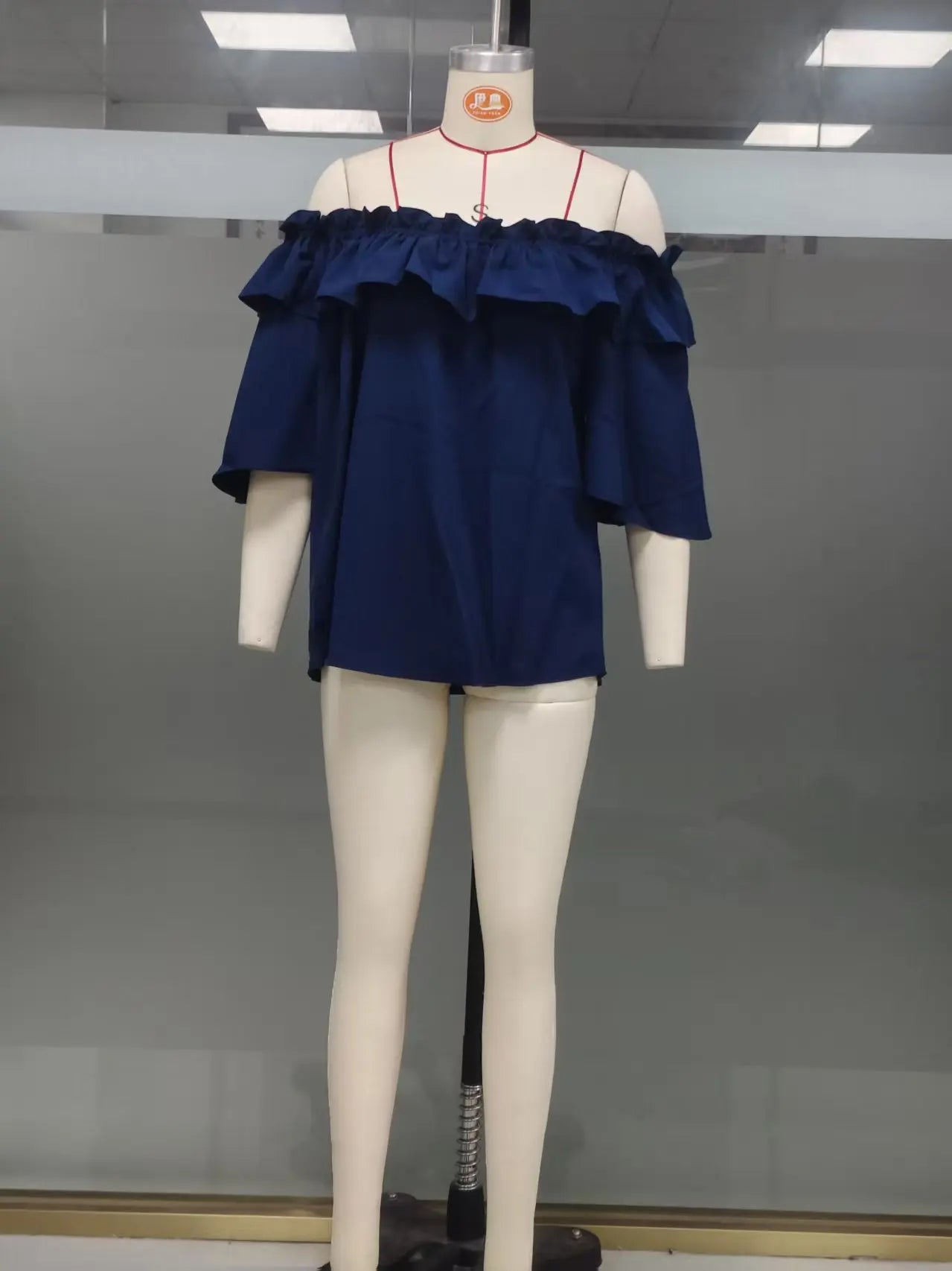 Mode Rüschen Sexy One Shoulder Damen Kurzarmshirt Sommer Neu Lässige Weite Oberteile Weibliche Elegante Vielseitige Bürobluse