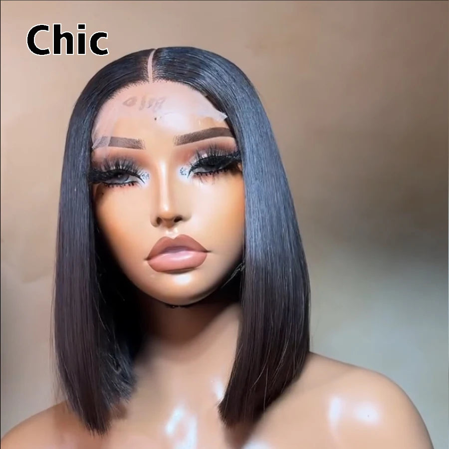 260 % Dichte Echtes HD 5x5 Lace Closure Perücken Super Double Drawn Vietnamesisches Echthaar Kurze BOB Perücke Klebstofffreie Pre-Plucked Lace Perücke