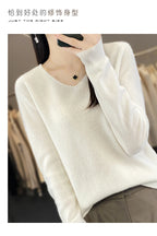 Damen 100% Merinowolle Pullover V-Ausschnitt Basic Pulli Herbst Winter Kaschmir Kleidung Langarm Weiche Strickware Oberteile Unifarben