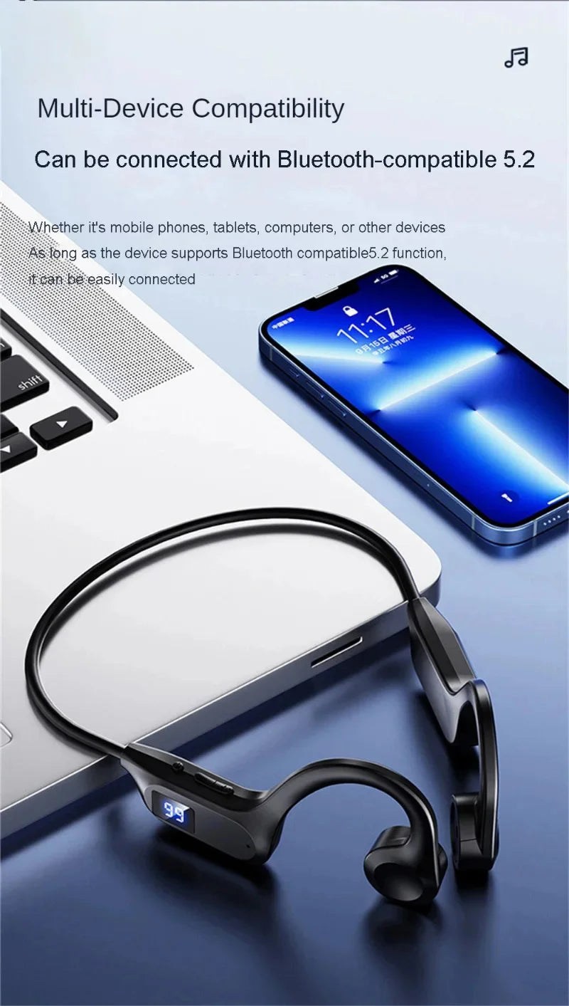 Lenovo Hot Real Bone Conduction Sport-Kopfhörer Kabelloser Kopfhörer Bluetooth-kompatibles Headset Freisprechfunktion mit Mikrofon zum Laufen
