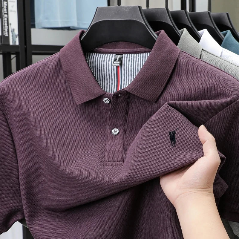 Polo-Shirt aus 100 % reiner Baumwolle, Kurzarm, High-End-Luxusmarke, Mode, Paul Pony Stickerei, Golf, Business Casual Herren T-Shirt