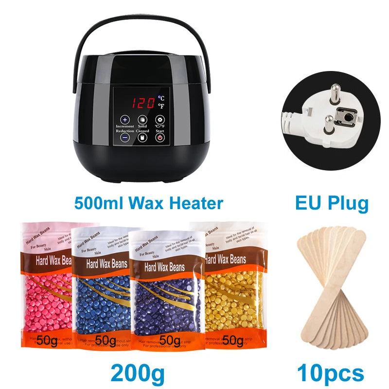 500ML Wax Heater Set For Body Hair Removal Unisex / Black And White Color Electric Display Screen Wax Heater / 200g Wax Beans Zweitbild
