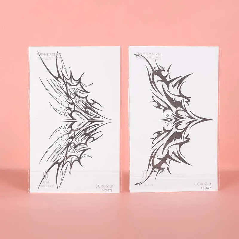 1 Stück charmante Tattoo-Aufkleber, wasserdicht, haltbar, ein bis zwei Wochen, für Mädchen, Bauch, Brust, Rücken, Taille, nicht reflektierend, Dornen-Cyan