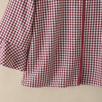 ZANZEA Damen Sommer Plaid Patchwork Bluse 3/4 Glockenärmel Cut Out Tops Lässiges lockeres Hemd Retro Chemise Damen Arbeitsblusen