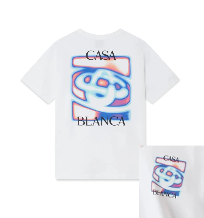 Hochwertiges weißes T-Shirt mit Arch-Print, Kurzarm, lässiger Rundhals, Sommer, Grafikmuster, lockere Passform für Männer und Frauen