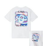 Hochwertiges weißes T-Shirt mit Arch-Print, Kurzarm, lässiger Rundhals, Sommer, Grafikmuster, lockere Passform für Männer und Frauen