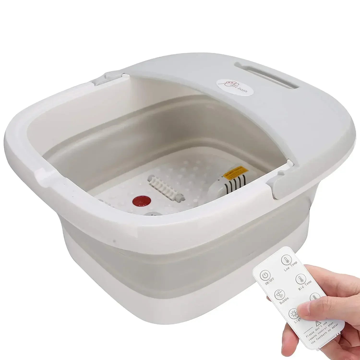 Faltbarer Fußbad-Massager mit Heizung, Vibration, 4 Rollen, Temperaturregelung, kabelloser Fernbedienung, Fuß-Spa zur Schmerzlinderung für den Heimgebrauch