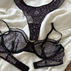 Französisches ultradünnes Dessous-Set, sexy Spitze mit Blumenmuster, BH, modische Damenunterwäsche, atmungsaktive Intim-BHs und Tanga-Sets