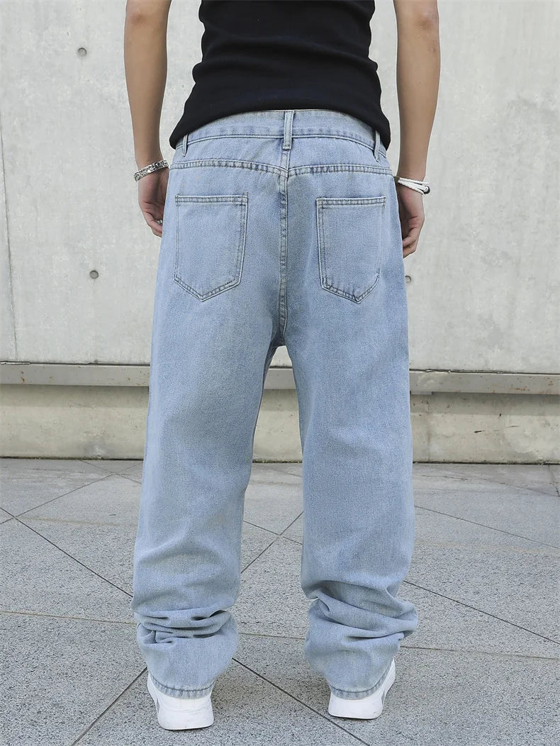 Frühling Herbst Herren Baggy Jeans Oversize Straight Loose Lässige Denim Hose Unifarben Streetwear Fashion Y2k Weite Hosen