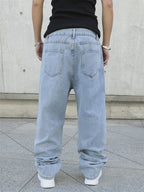 Frühling Herbst Herren Baggy Jeans Oversize Straight Loose Lässige Denim Hose Unifarben Streetwear Fashion Y2k Weite Hosen