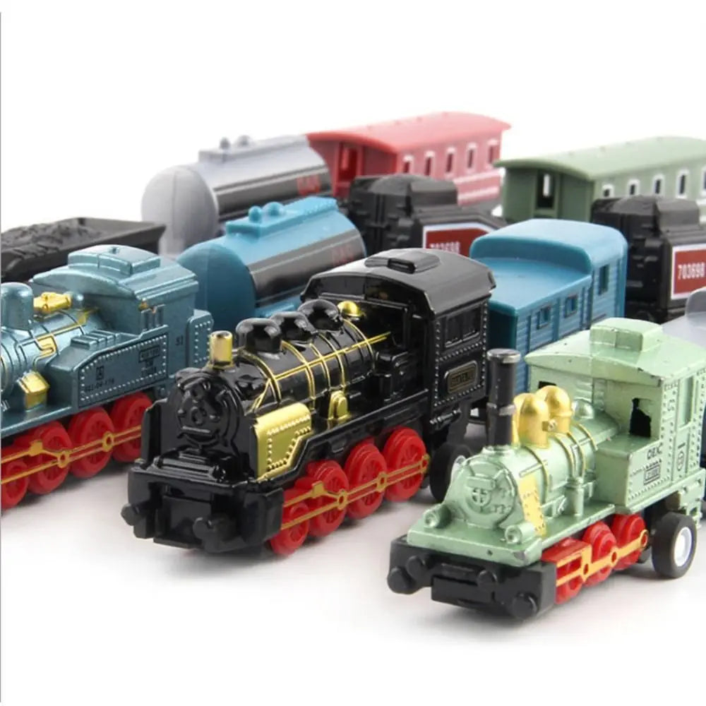 Auto Fahrzeuge Retro Dampfzug Rückziehmodell Diecast 1:60 Legierung Spielzeugzug Kinder Spielzeug Set für Jungen Geschenke Kindergeburtstag